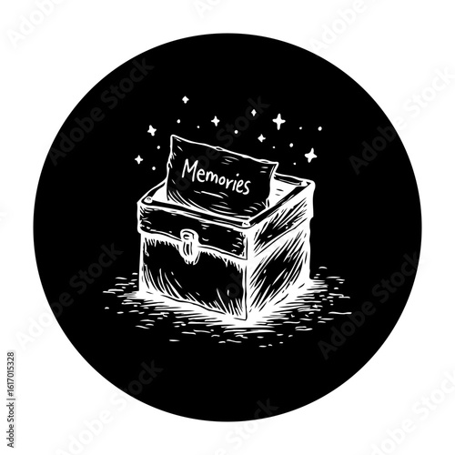 A box filled with cherished memories illustration evokes feelings of nostalgia and reminiscence with symbolic representation