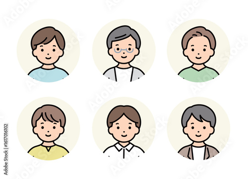  様々な男性のアイコンのイラスト素材
