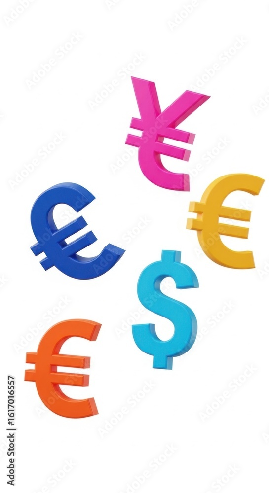 Obraz premium Diverse Currency Symbols Representing Global Financial Exchange and Transactions