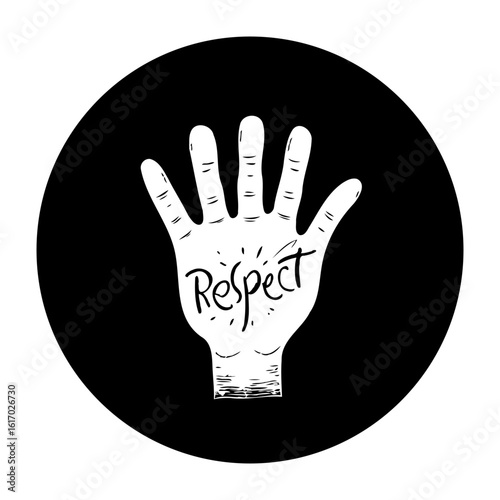 Illustration presenting the importance of respect and human kindness with positive hand gesture for motivation and peace