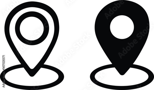 location icon set map pointer pin sign symbol red black outline destination icon place address navigation locator sign vector illustration. gps position pin sign.Position symb