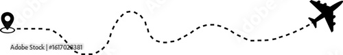 A airplane silhouettes with dotted flight paths, representing travel routes and aviation movement. Perfect for flight-related designs, trip planning concepts, and air travel graphics