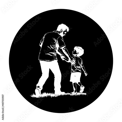 A heartwarming bond illustrated: father and child sharing precious moments together in joyful companionship silhouette