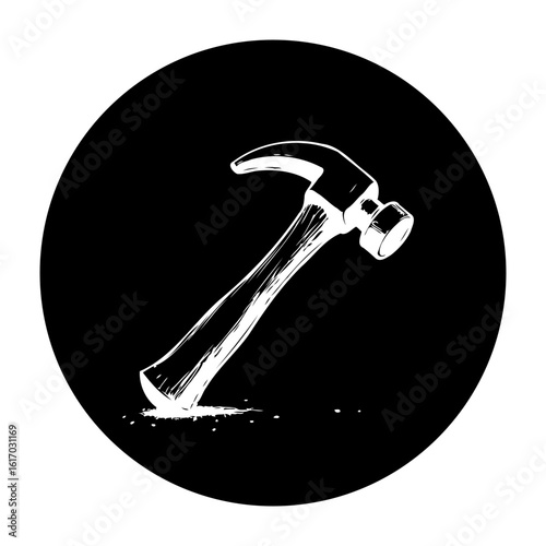 Hammer graphic vector tool for construction black and white symbol repair work industry improvement equipment woodworking