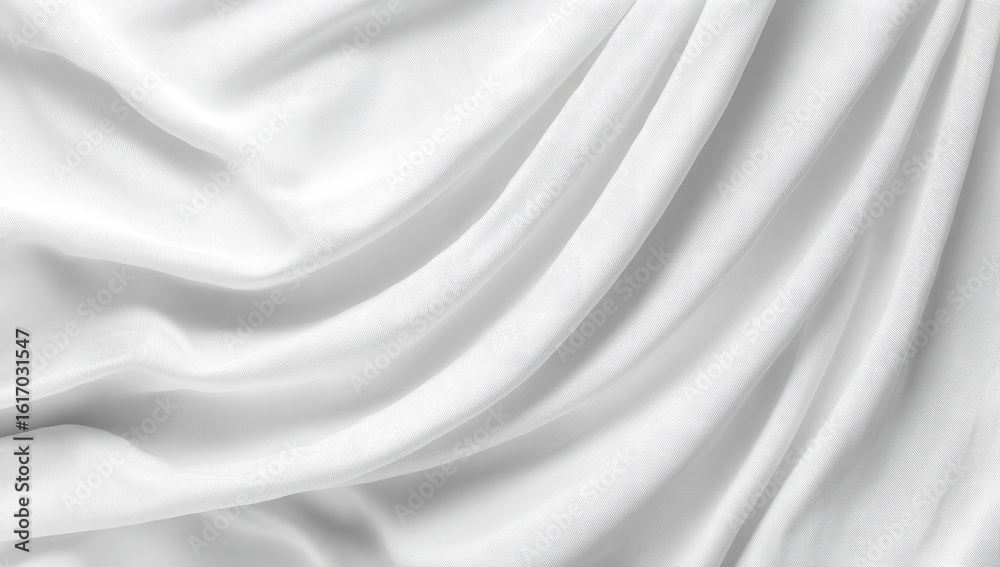 Fototapeta premium Smooth white fabric draped in soft folds (1)