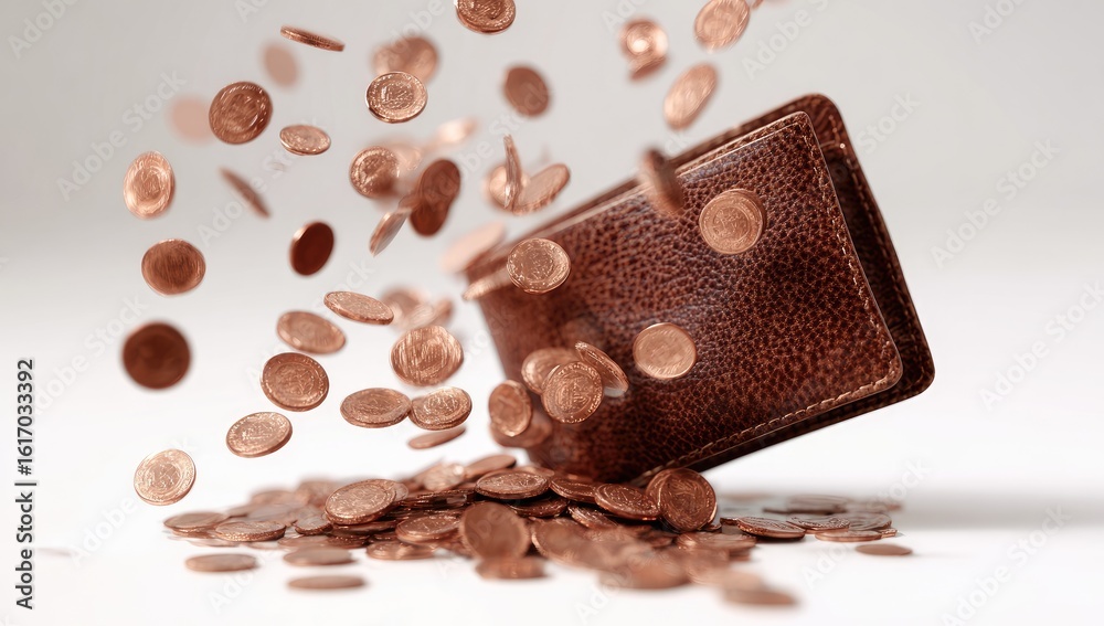 Fototapeta premium Wallet overflowing with coins