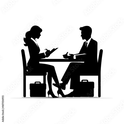 HR manager interviewing a candidate at a desk