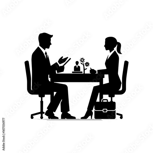 HR manager interviewing a candidate at a desk
