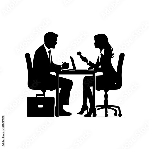 HR manager interviewing a candidate at a desk