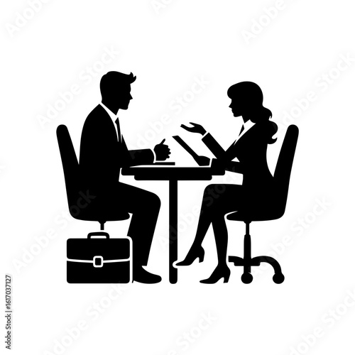 HR manager interviewing a candidate at a desk