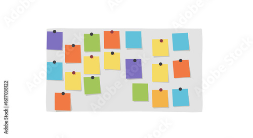 Colorful Sticky Notes Pinned on Bulletin Board.