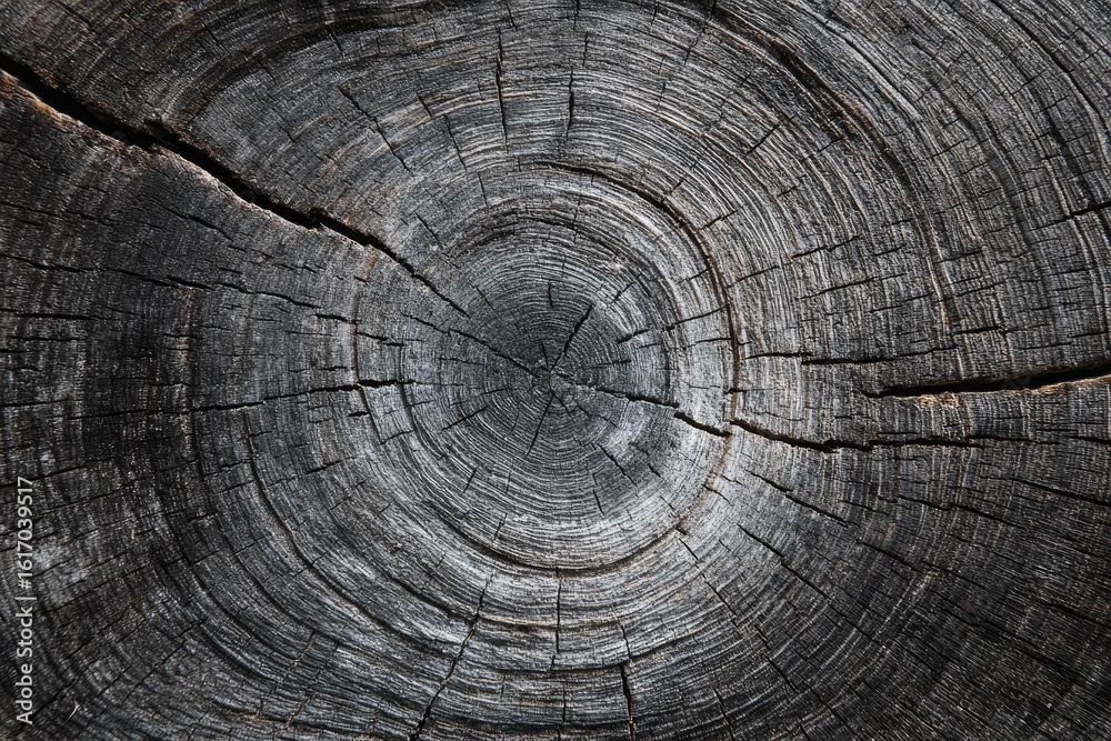Naklejka premium Close-up of a dark grey tree stump
