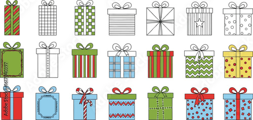 Festive gift boxes collection, perfect for holiday celebrations and promotions