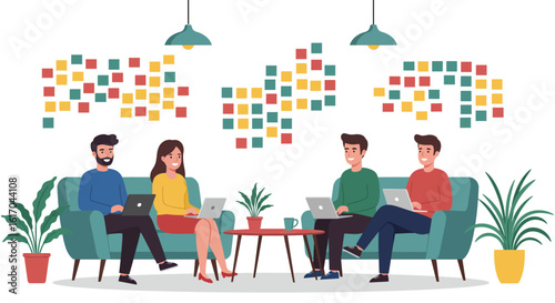 Group of People Working Together with Laptops.