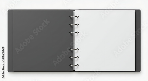 Wallpaper Mural Open black ring binder with a blank white page, top view mockup for an office or business presentation on a clean background. Torontodigital.ca