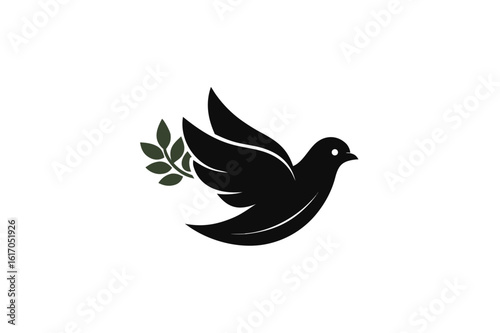 White dove in flight, a symbol of peace, captured as a vector illustration