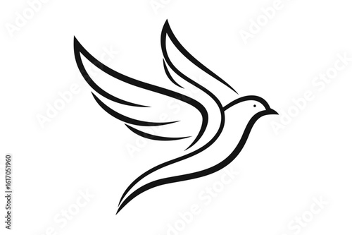 Flying dove of peace vector illustration, a symbol of freedom and love