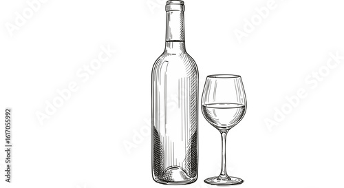 Wine Bottle and Glass Sketch