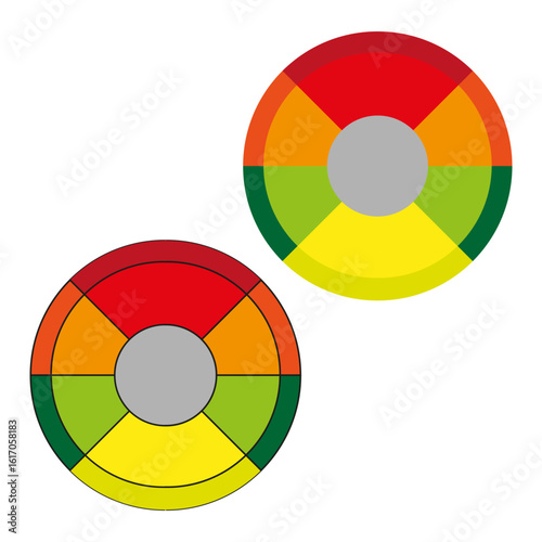 Segment ring icon. Color gauge wheel. Circular chart Vector. Rainbow arc emblem.