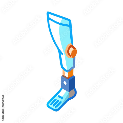 Prosthetic leg isometric outline icon with modern design concept. Artificial limb for medical support. Vector illustration for technology, health.
