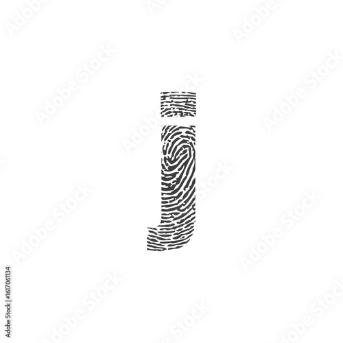 Lowercase Initial Letter j and Fingerprint Texture Logo Icon 001