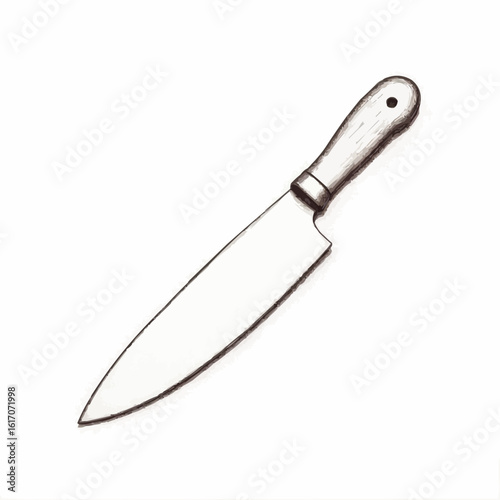 Artistic illustration of a kitchen knife with a detailed handle