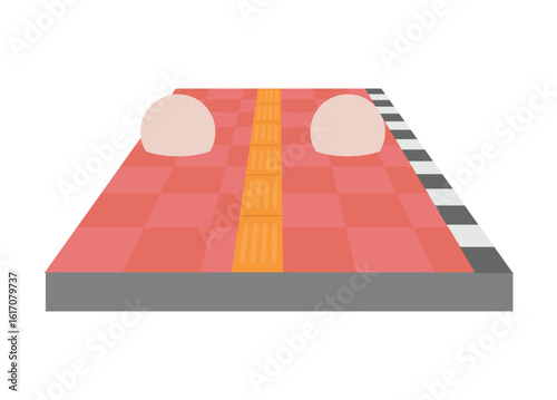 Sidewalk with bollards and guiding block line. Simple flat illustration in perspective view.