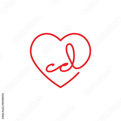 Heart and lowercase Letter C and D Logo Design 001