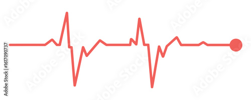 Red EKG Heartbeat Line Graph: Medical, Pulse, Vital Signs, and Cardiology Illustration