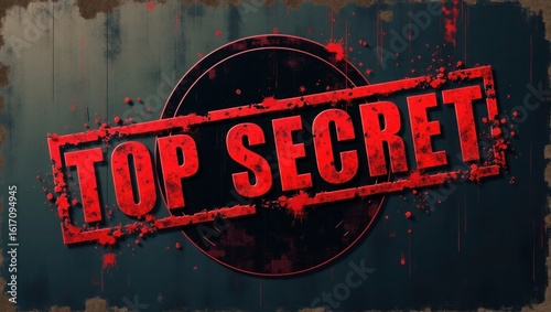 Top Secret Document with Rubber Red Stamp in Vintage Style