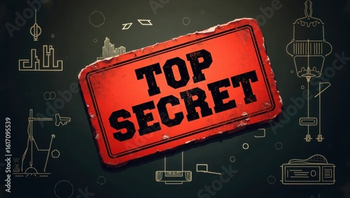 Top Secret Document with Rubber Red Stamp in Vintage Style
