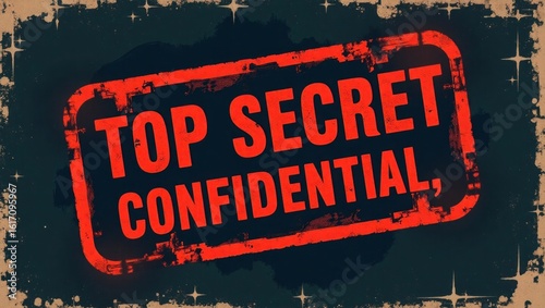 Top Secret Document with Rubber Red Stamp in Vintage Style