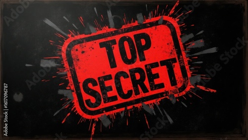Top Secret Document with Rubber Red Stamp in Vintage Style