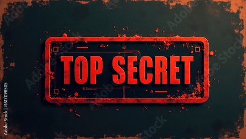 Top Secret Document with Rubber Red Stamp in Vintage Style