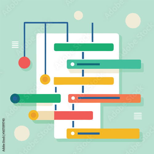 Project timeline with colorful bars and milestones