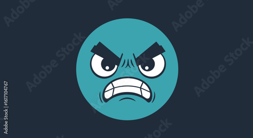 Cartoon Angry Face with Intense Expression.