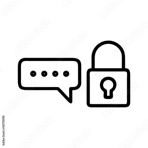 A symbolic depiction of online privacy and security, with a padlock and speech bubble suggesting secured communication and confidentiality.
