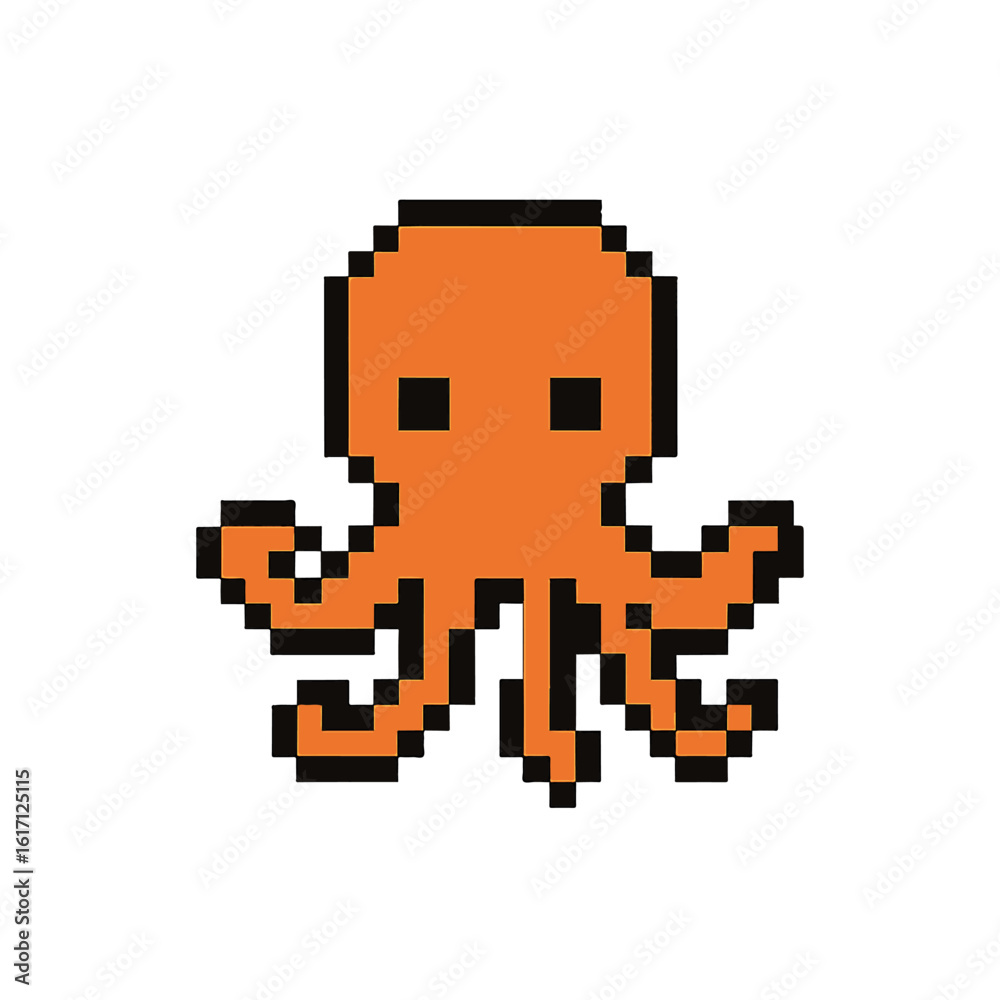 Obraz premium pixel icon octopus on white background vector Vector icon pixel art