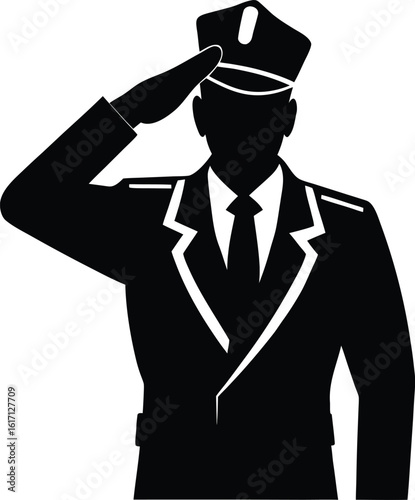soldier saluting vector art illustration