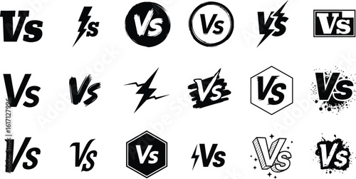 Dynamic 'Vs' icons capture competition and contrast for modern design needs
