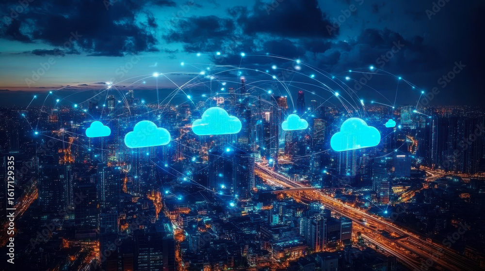 Fototapeta premium wireless network Connectivity global, smart city