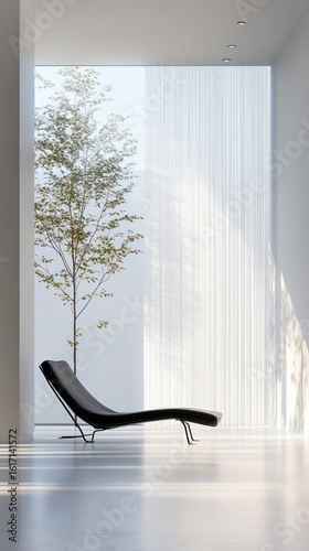 Sleek modern lounge chair in minimalist space