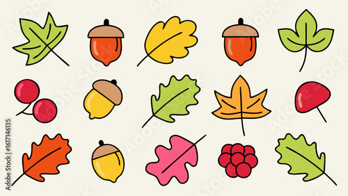 Charming hand drawn autumn leaves in a repeating decorative motif perfect for seasonal crafting and design applications