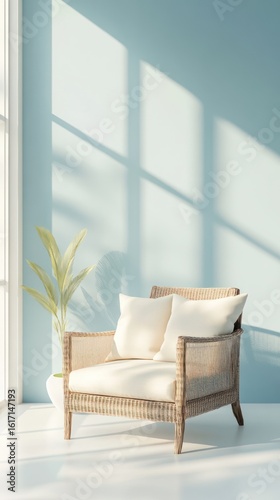 Light-filled room with a light-colored armchair