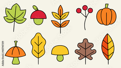 Charming autumn foliage and botanical elements repeating design for seasonal crafting and decorative projects