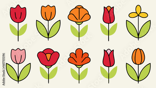 A detailed collection of blooming wild flora and cultivated garden blossoms presented in a cohesive artistic arrangement for diverse creative applications