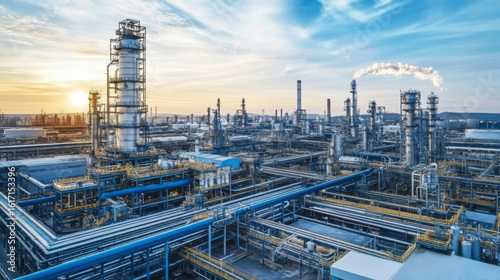 Wallpaper Mural Refinery industry industrial area with the sky at sunset Oil and natural gas storage tanks Torontodigital.ca