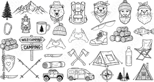 Embrace the wilderness with these essential camping adventure icons!