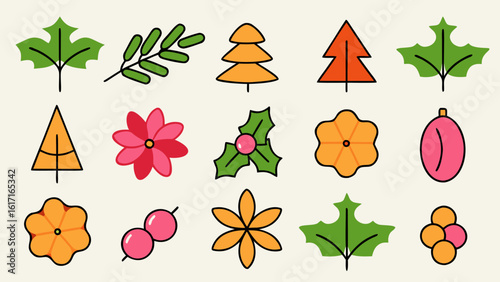 Festive holiday botanical illustration featuring holly leaves and bright red berries for seasonal celebrations and winter decor