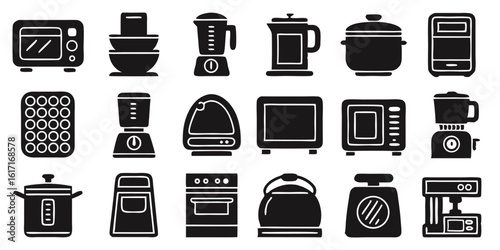 Kitchen appliances cooking equipment silhouettes microwave